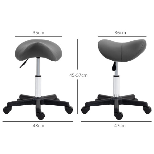 Homcom HOMCOM Saddle Stool Adjustable Rolling Salon Chair for Massage Spa Beauty Grey 1