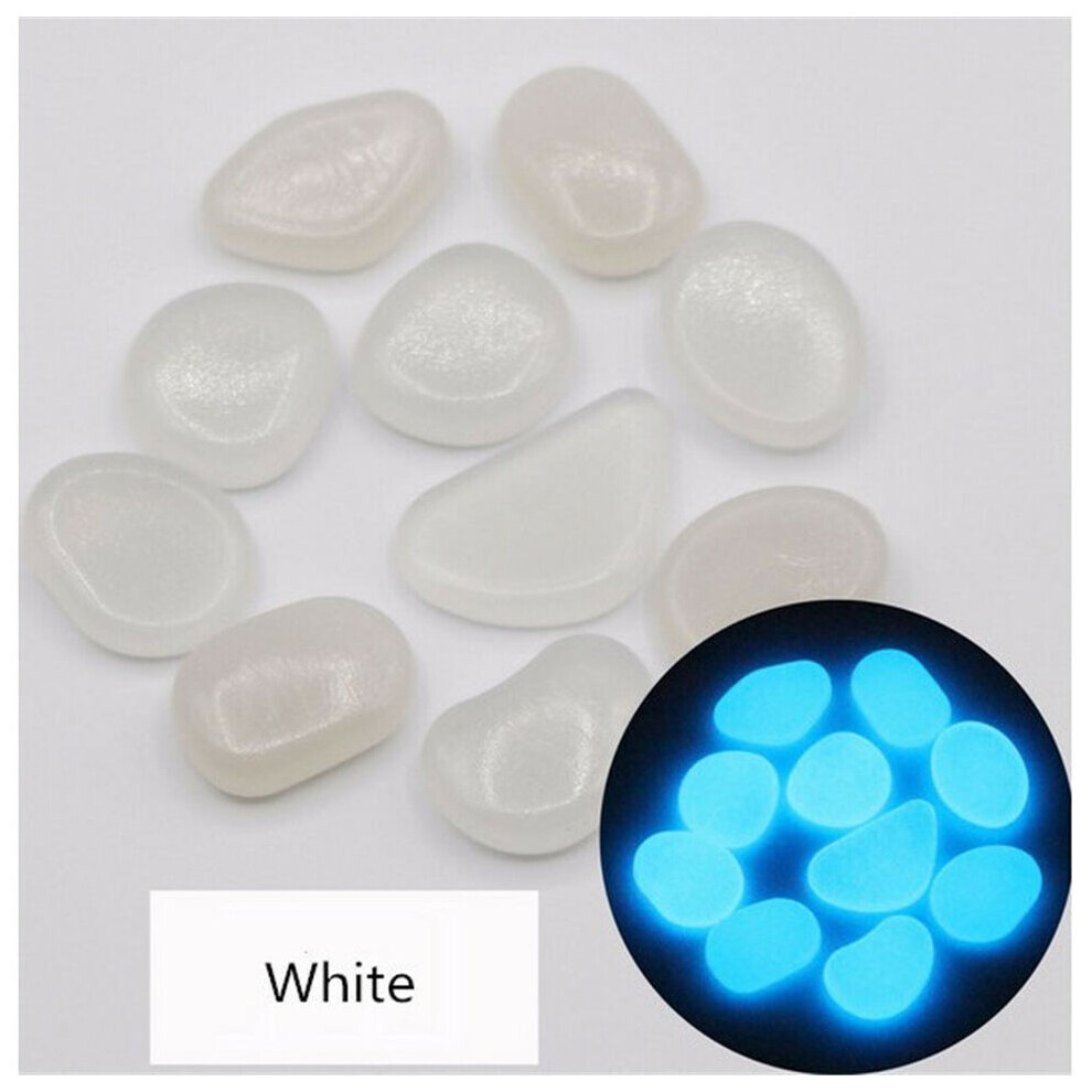 (White) 100pcs Glow In The Dark Pebbles Stones For Home Garden Walkaway Aquarium Fish Tank