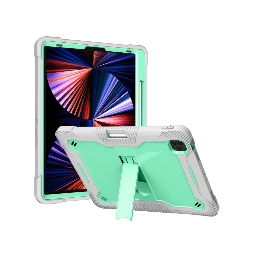 For Ipad Pro 12.9 2022 / 2021 / 2020 / 2018 Silicone + Pc Shockproof Tablet Case(Mint +Grey) Green/Grey 9386087940585