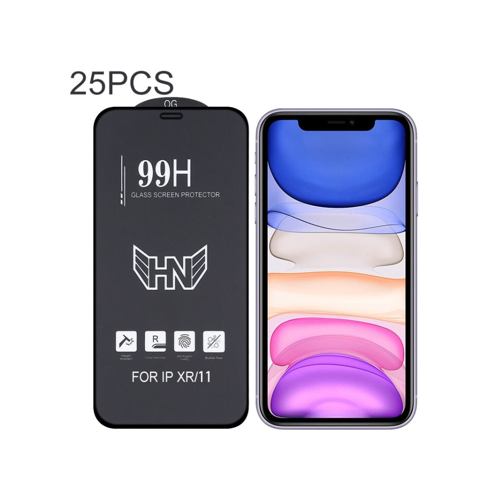 For Iphone 11 / Xr 25Pcs High Aluminum Large Arc Full Screen Tempered Glass Film 5446640707834
