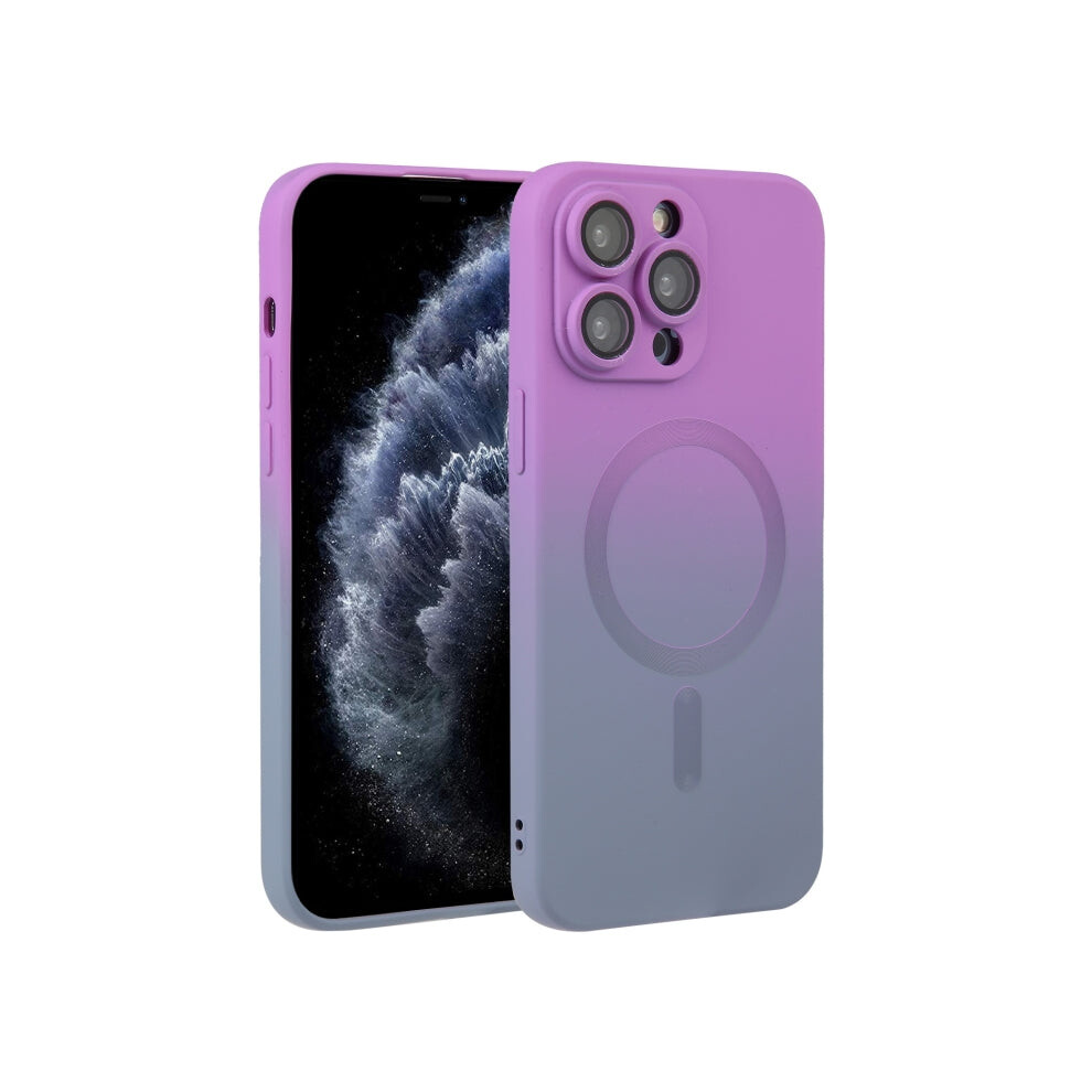 For Iphone 11 Pro Max Liquid Tpu Silicone Gradient Magsafe Phone Case(Purple) Purple 8738698028427