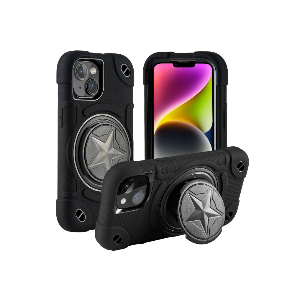 For Iphone 14 Shield Pc Hybrid Silicone Phone Case(Black) Black 5015267546913
