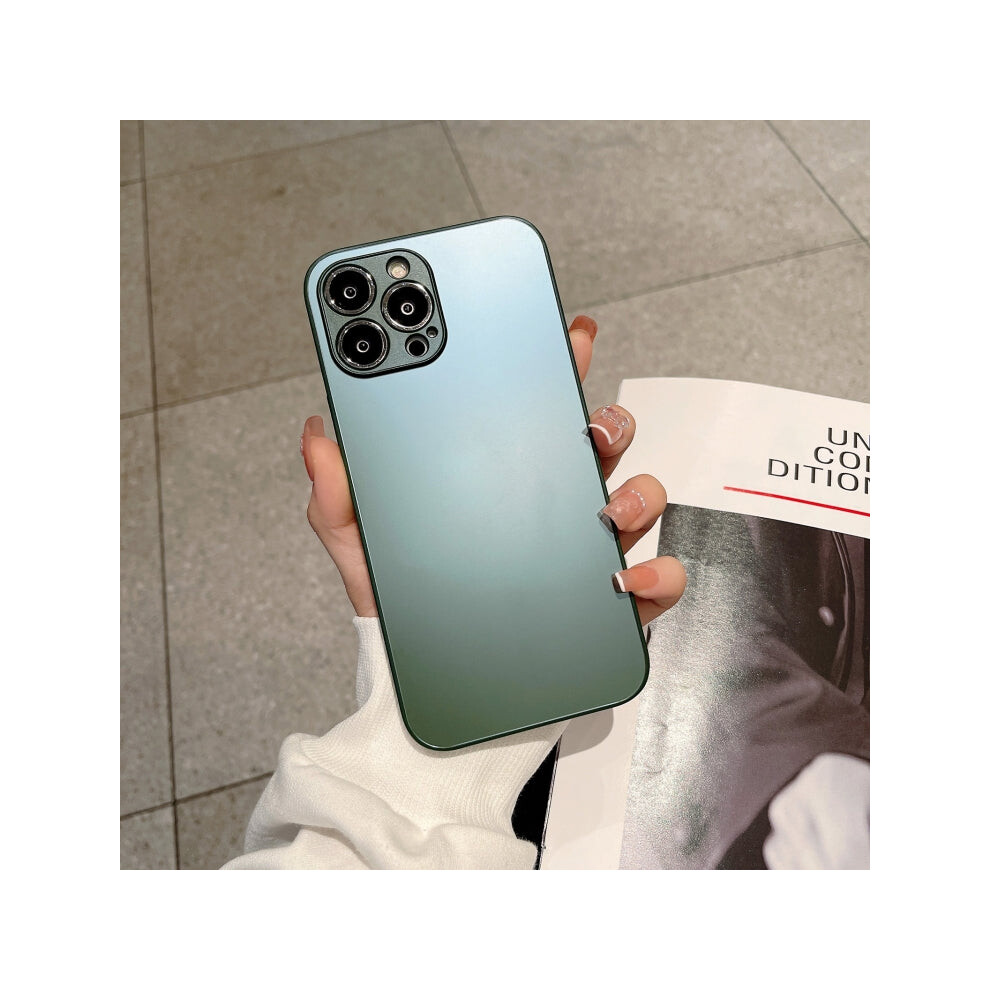 For Iphone 14 Plus Frosted Tempered Glass Phone Case(Dark ) Green 4969061413326