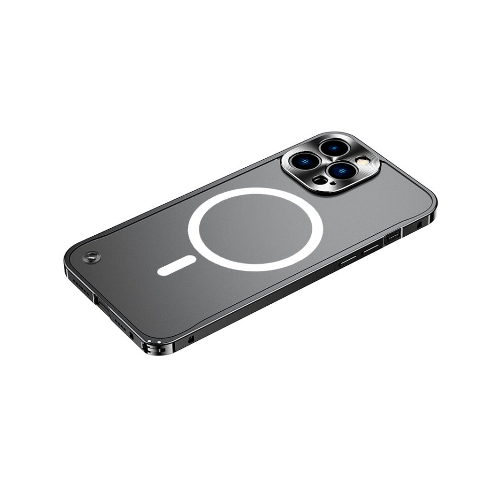 For Iphone 13 Pro Max Metal Frame Frosted Pc Shockproof Magsafe Case (Black) Black 8114123184485