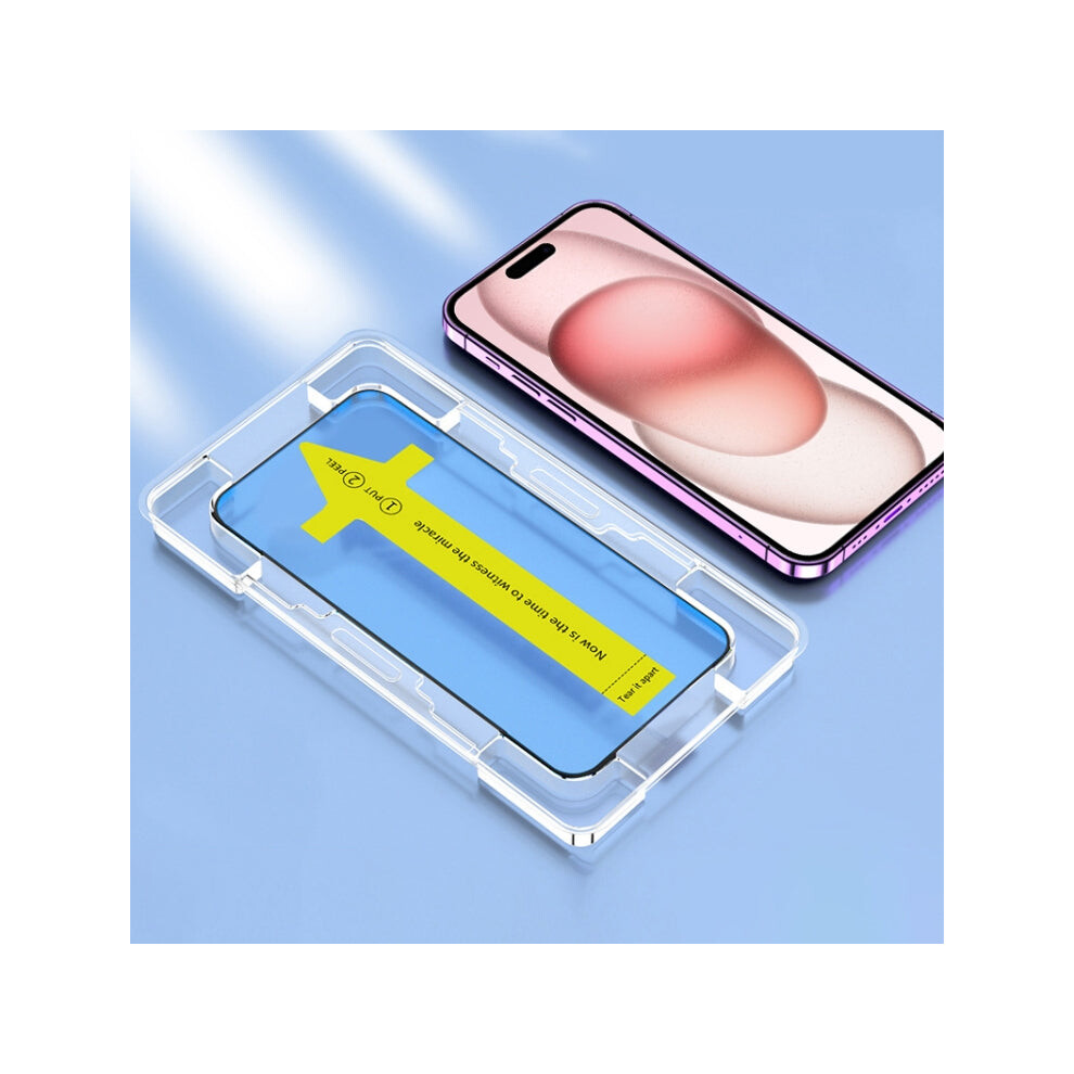 For Iphone 15 Hd Fast Attach Dust-Proof Anti-Static Tempered Glass Film 8173649298557