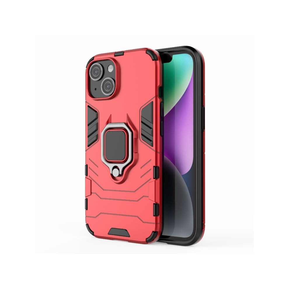 For Iphone 15 Shockproof Pc + Tpu Holder Phone Case(Red) Red 9321106369954