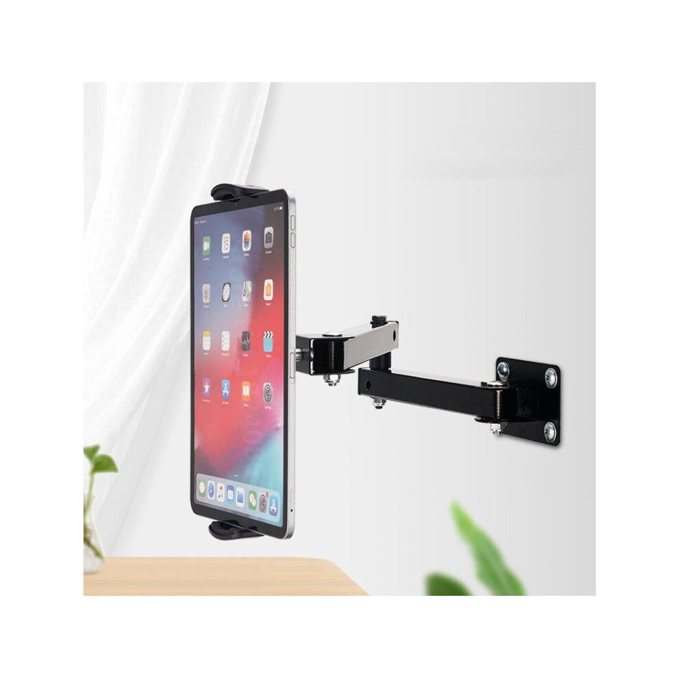 Wall Mount Tablet Cell Phone Stand Long Arm Stretchable Holder for 4-13 inch Devices(Two Sections)