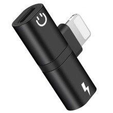 Zs-18182 2 in 1 8 Pin Male to 8 Pin Charging + 8 Pin Audio Female Connector Earphone Adapter, Supports Call & Volume Control(Black)