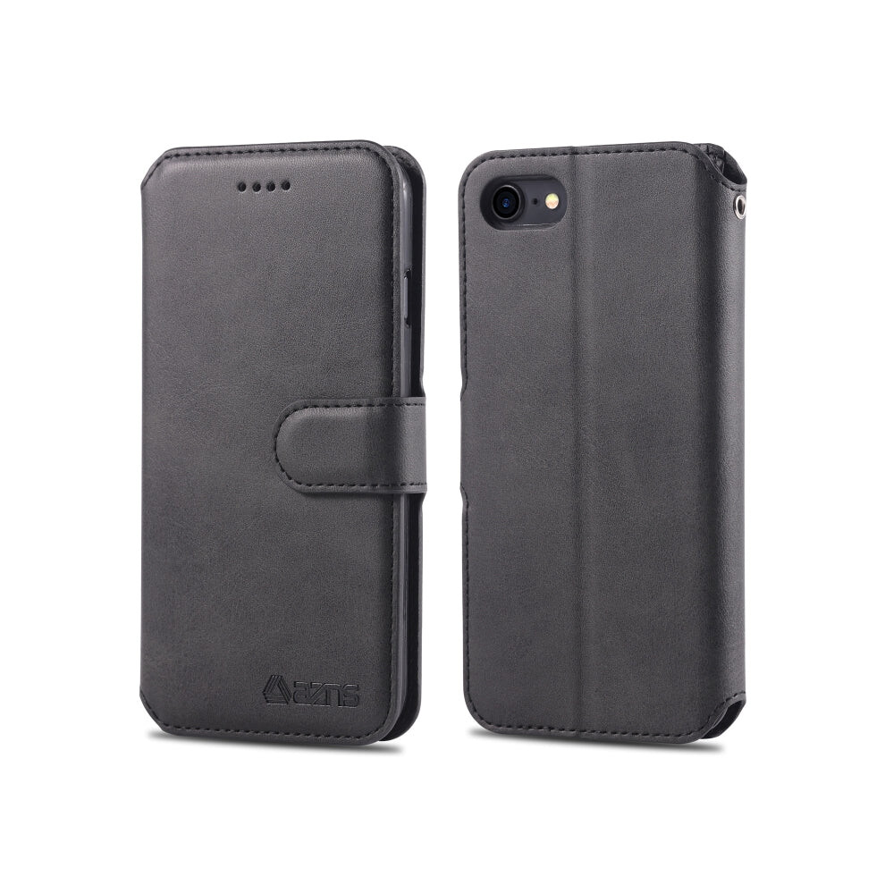 For Iphone 7 / 8 Azns Calf Texture Magnetic Horizontal Flip Pu Leather Case With Holder & Card Slots & Photo Frame(Black) Black 8590952030429