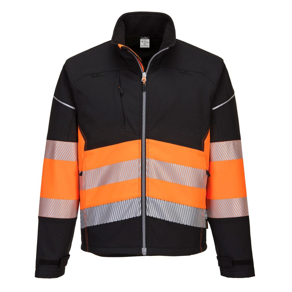 (3XL, Black/Orange) Portwest Mens PW3 Hi-Vis 3 Layer Class 1 Soft Shell Jacket