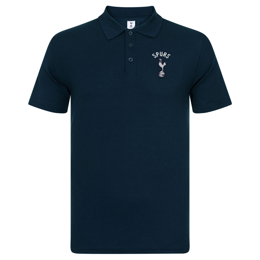 (Navy Blue, XL) Tottenham Hotspur FC Official Football Gift Mens Crest Polo Shirt