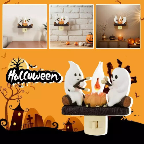 Ghost Campfire Flickering Nightlight,Fire Marshmallow Night Light Halloween Gift 1
