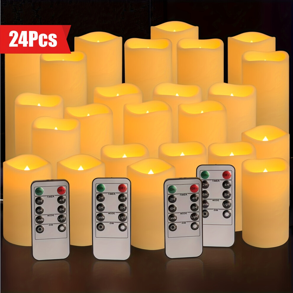 (24pcs) 24pcs Waterproof Outdoor Flameless Candle Lights, LED Candles With 4 Remote And Timer