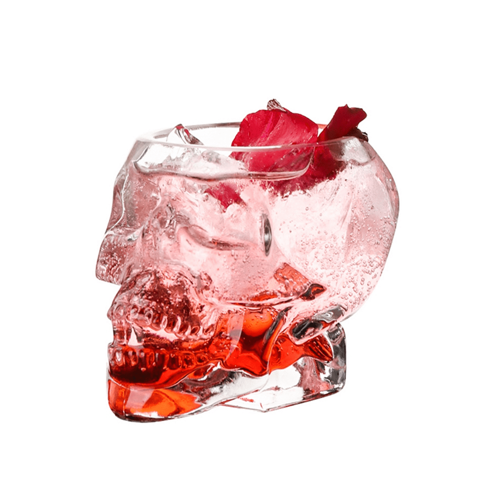 (Transparent) Halloween Skull Glass Wine Glass -Unique Cocktail Glasses Funny Clear Skull Cup