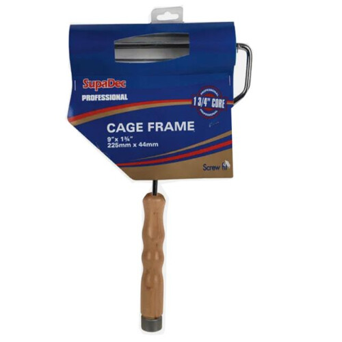 SupaDec Smooth 9" Paint Roller Cage Frame with Wooden Handle
