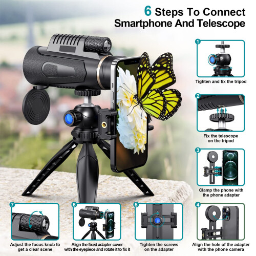 Télescope monoculaire avec adaptateur pour smartphone 2