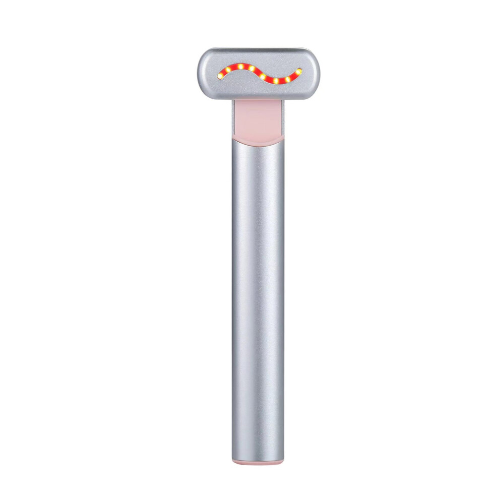 Chronus Red/Light/Silver Handheld Led Facial Device For Face And Neck - Vibration Massage