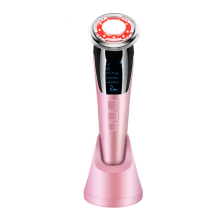 Beauty Device, 5 in 1 Red and Blue Light, Ultrasonic, Hot and Cold, Deep Cleansing, Face Lifting, Anti-Aging - pink