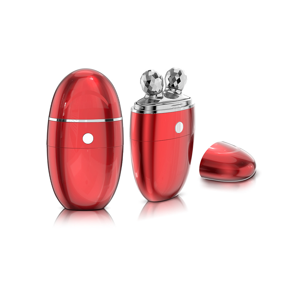Chronus Red Facial Wrinkle Remover Y-Shaped 3D Roller Lifting And Firming Microcurrent Swelling Uction (Red)