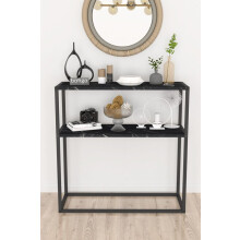 (Black Marble) 90cm Console Table Free Standing With Metal Frame