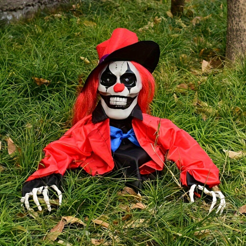 (Red Clown) Scary Clown Ground Stake Halloween Decoration, Yard Display, 69.85cm X 54.99cm on OnBuy