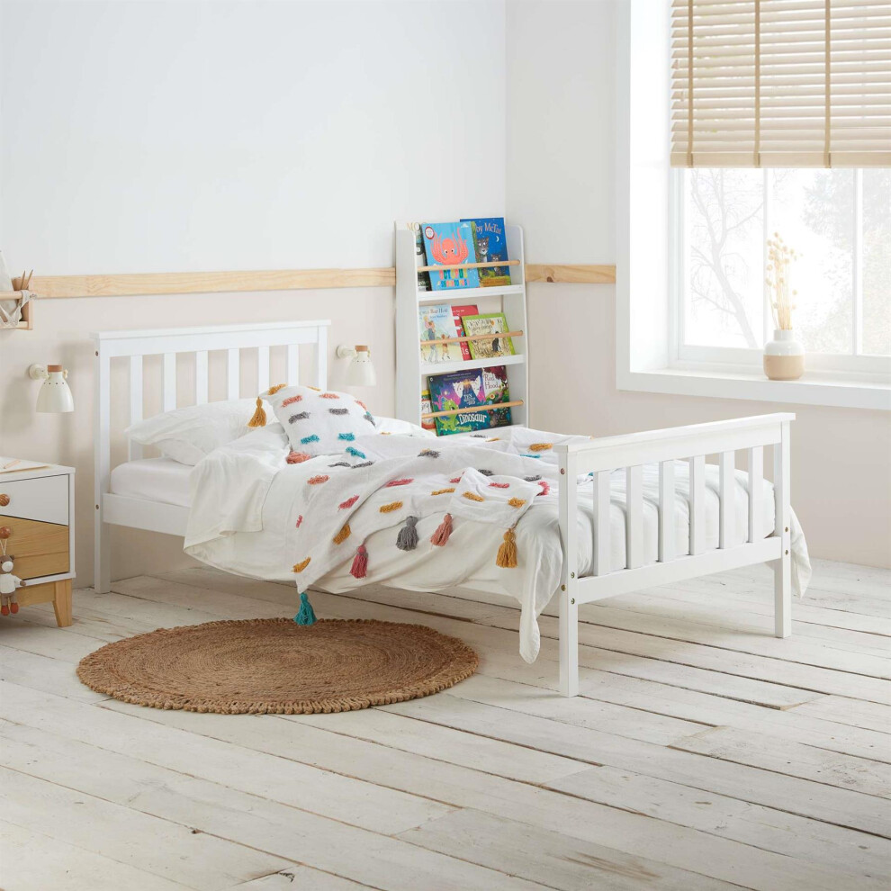 Single Bed Frame & Mattress White Wood Birlea Sleepsoul Cambridge 3FT