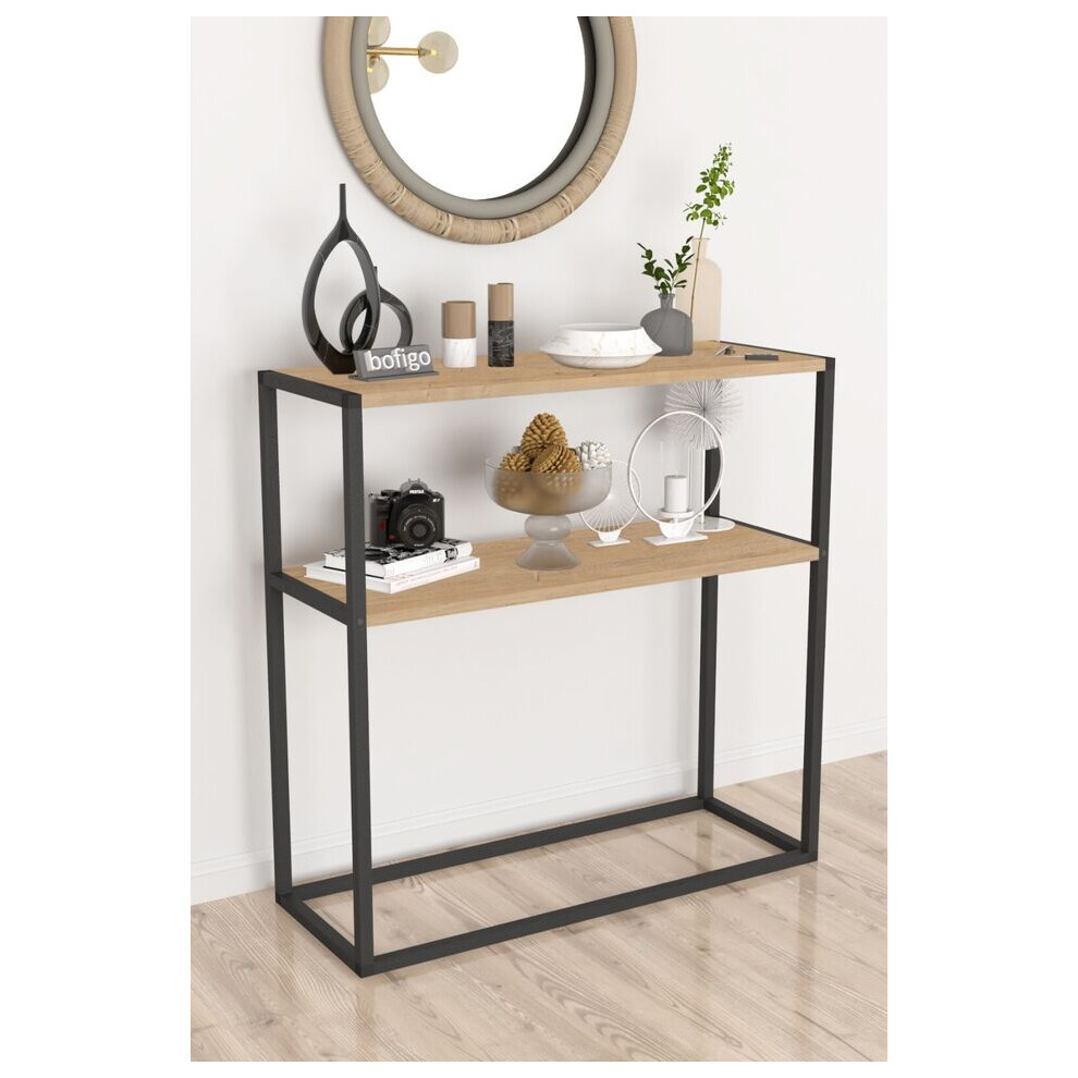 Urbn Living (Sapphire) 90Cm Console Table Free Standing With Metal Frame Black