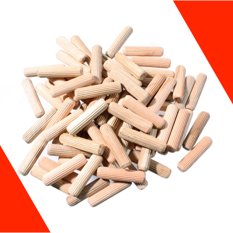 8MM Wooden Dowels Hardwood Chamfered Fluted Pack Of 10