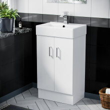 Nes Home 450mm White Basin Sink Flat Pack Vanity Cabinet Unit Bathroom Furniture