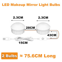 (2 Bulbs 75cm Long) LED Makeup Mirror Light Bulbs USB Hollywood Vanity Make Up Mirror Lights
