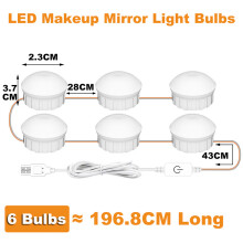 (6 Bulbs 196cm Long) LED Makeup Mirror Light Bulbs USB Hollywood Vanity Make Up Mirror Lights
