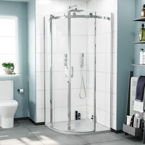 Hardwick 900mm Frameless Quadrant Corner Shower Enclosure 1
