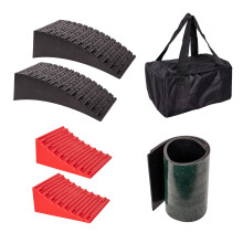 32cm x 6cm Set of 2 Red & Black Plastic Heavy Duty RV Campervan Leveller with Carry Case