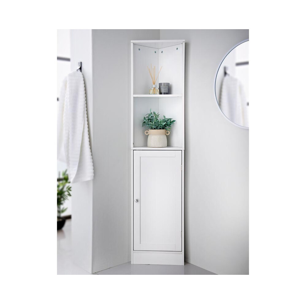 Corner Shelf Unit Bathroom Storage Cabinet with 2 Shelves 1 Door