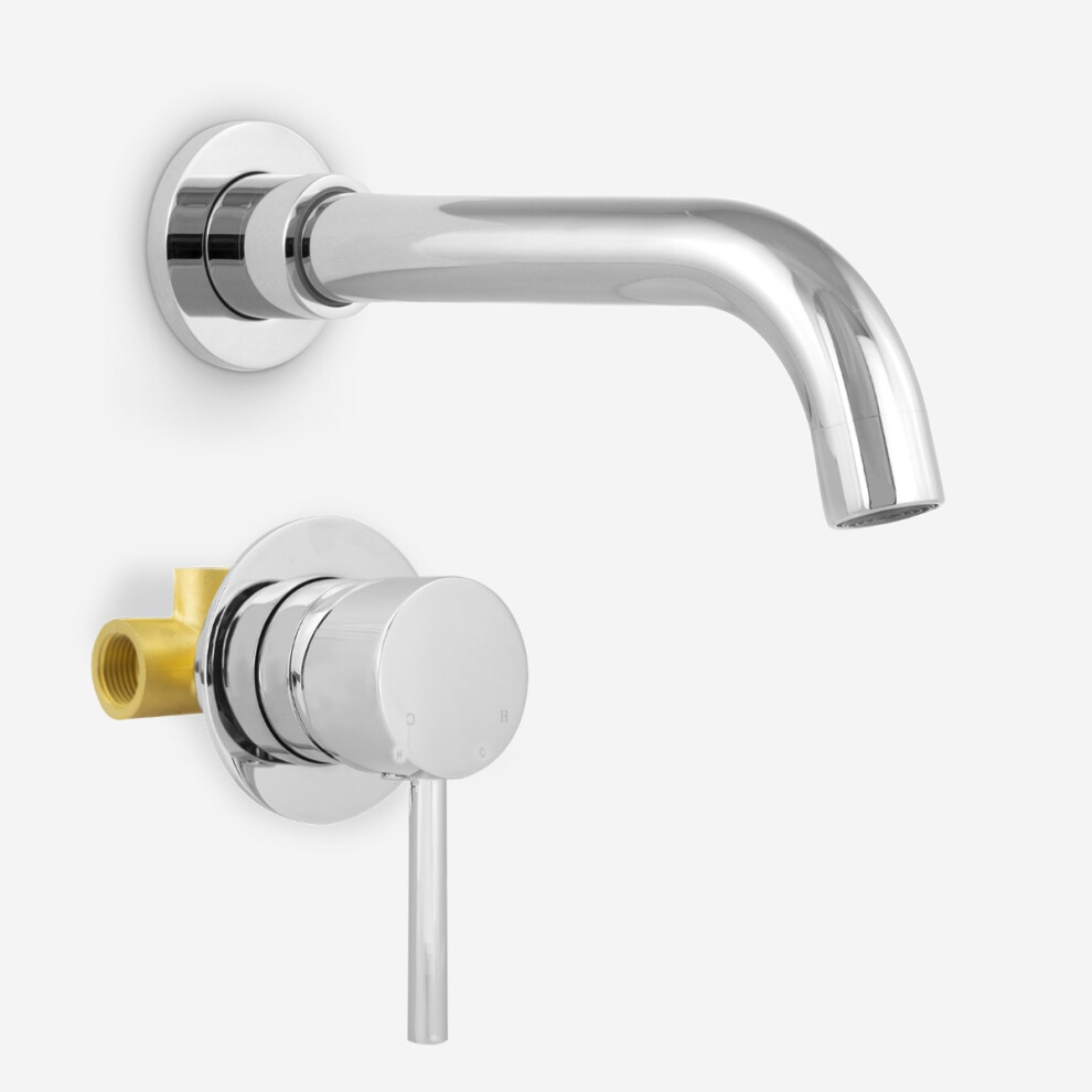 Gio Basin Mixer Tap Wall Mounted & Concealed Valve and Waste