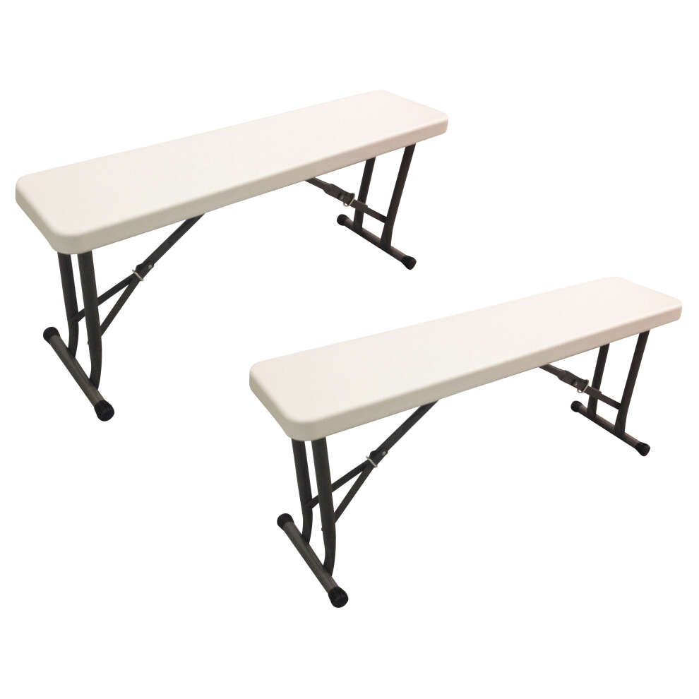 2 x FOLDING PLASTIC PICNIC BENCH PORTABLE OUTDOOR CAMPING GARDEN BBQ