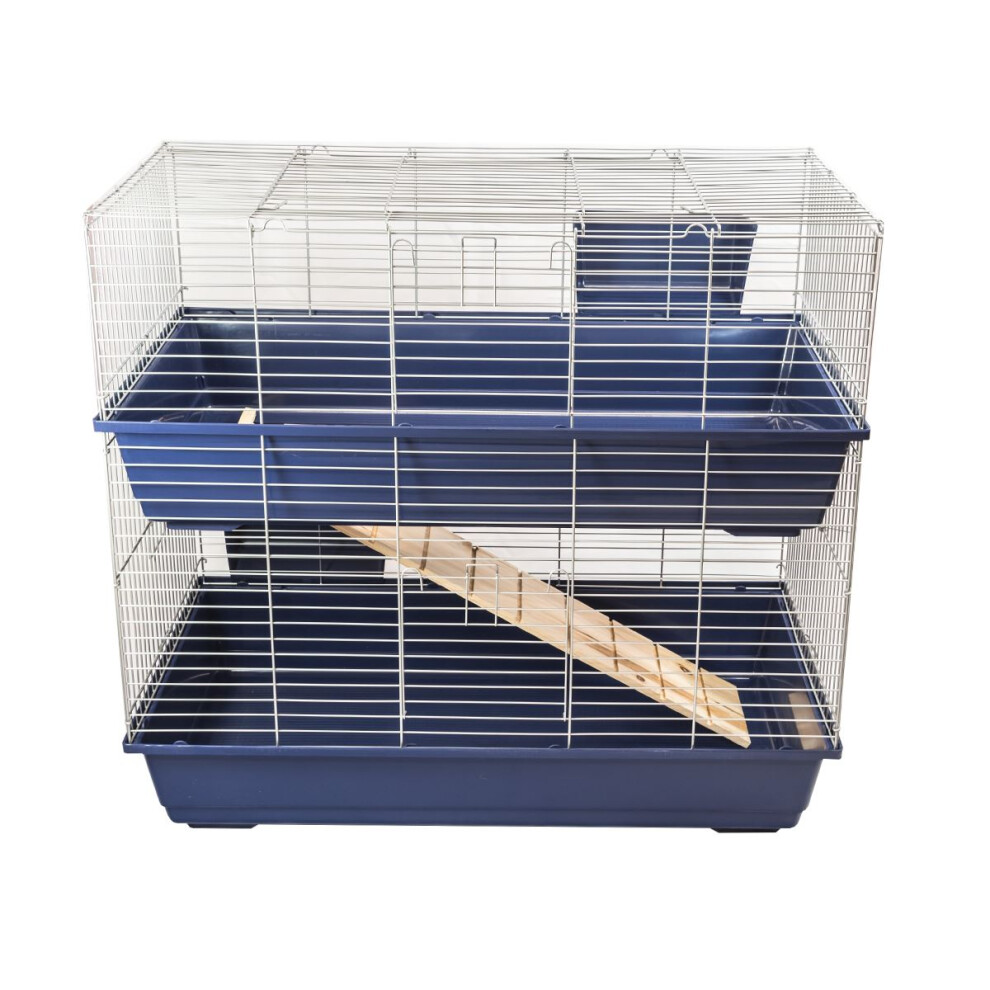 KCT Double Level 100cm Indoor Animal Run Pet Cage or Hutch - Dark Blue