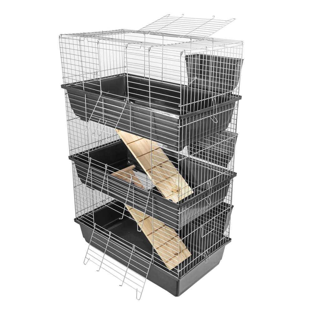 KCT Triple Level Indoor Rabbit Animal Bunny Run Pet Cage 80cm - Dark Grey