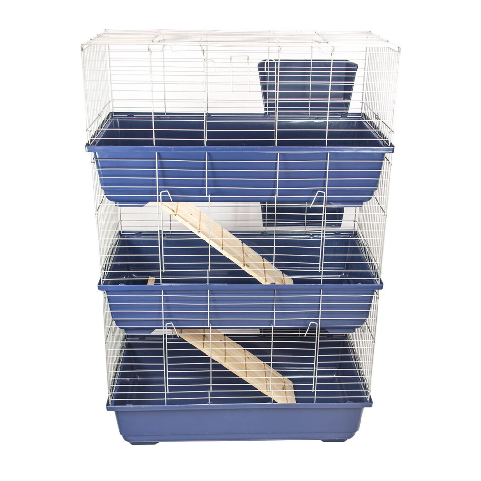 KCT Triple Level Indoor Rabbit Animal Bunny Run Pet Cage 80cm - Dark Blue