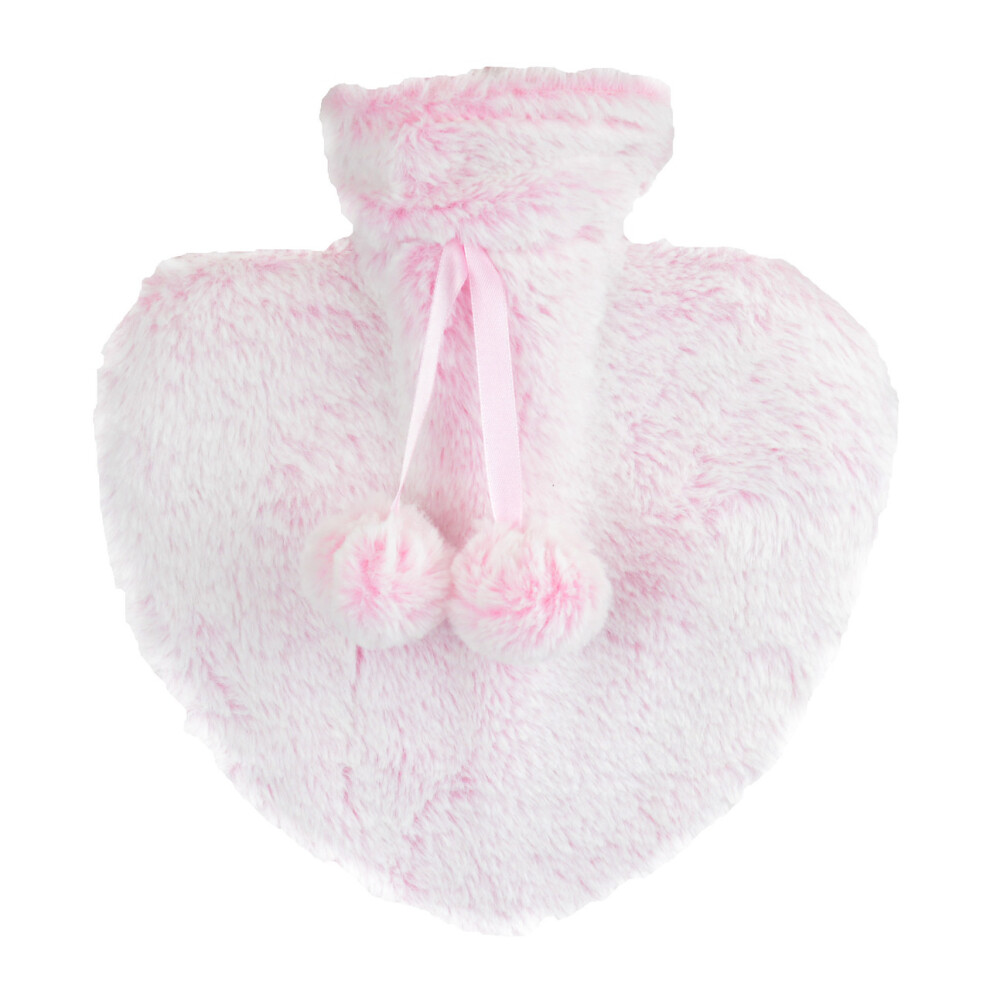(Pink) Faux Fur Heart 800ml Hot Water Bottle