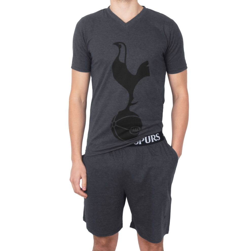 (Grey, 2XL) Tottenham Hotspur Mens Pyjamas Short Loungewear OFFICIAL Football Gift