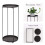 (Black) 2 Tier Metal Plant Stand Pack 2 Removable Tray Top 5
