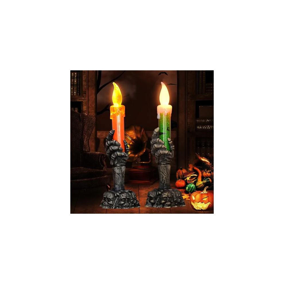 (Orange) Skull Ghosts Party Candle Lights Halloween Lights