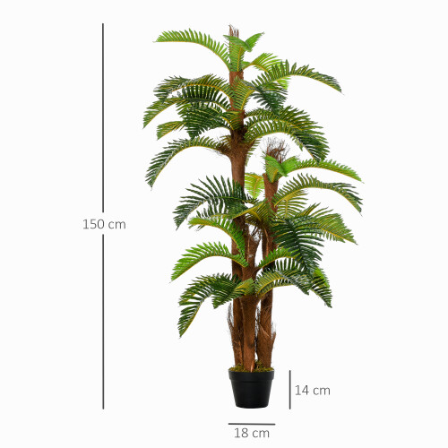Outsunny Outsunny Artificial Palm Plant Fake Tree for Home Office, 150cm 1