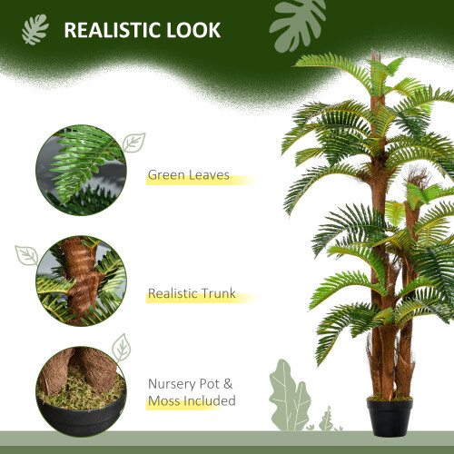 Outsunny Outsunny Artificial Palm Plant Fake Tree for Home Office, 150cm 2