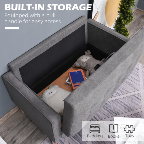 Homcom HOMCOM Compact 2 Seater Sofa with Hidden Storage and Rubberwood Legs Grey 2