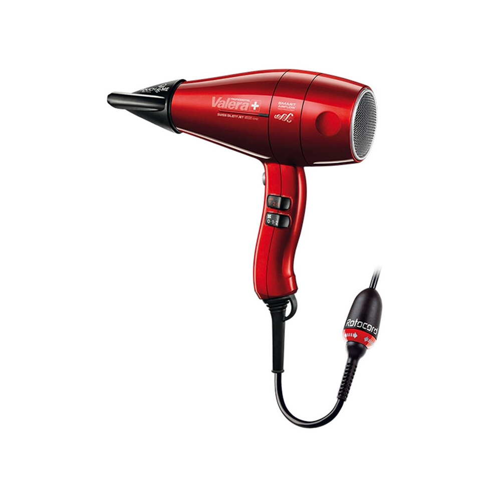 Valera Swiss Silent Jet 8500 Ionic Rotocord Hair Dryer - Red - Powerful, Quiet, and Professional Styling with Tangle-Free Cord and Ionic Technology