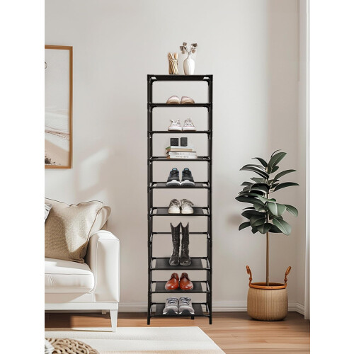 10 TIER SHOE RACK STAND COMPACT SPACE SAVING STORAGE ORGANISER SHELF 1