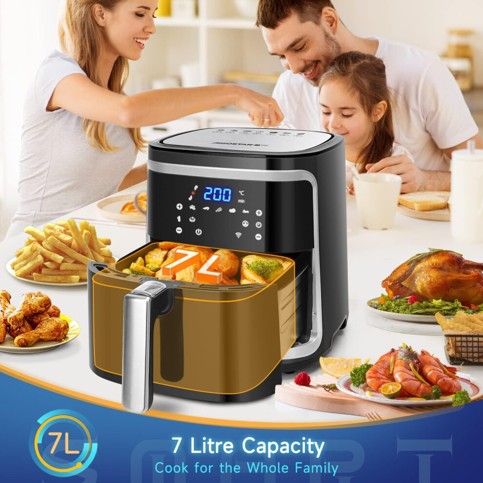 7l-1900w--air-fryer-7l--air-fryers-oven-for-home-use-1900w-with-rapid-air-circulation--app-smart-control--8-presets--cookbook--black---cube-smart