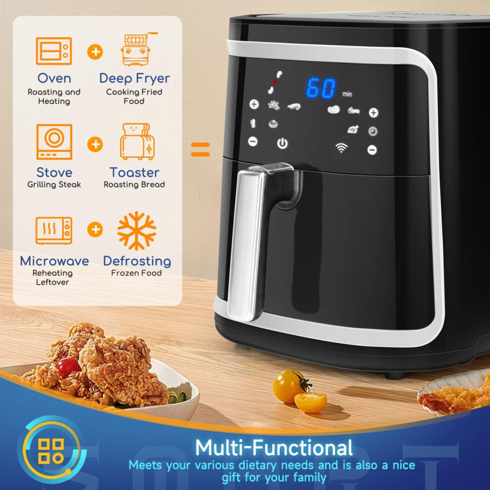 7l-1900w--air-fryer-7l--air-fryers-oven-for-home-use-1900w-with-rapid-air-circulation--app-smart-control--8-presets--cookbook--black---cube-smart